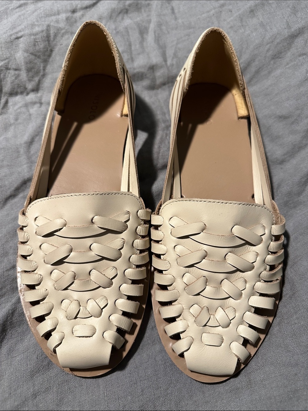 Nisolo Cream Woven Leather Flats